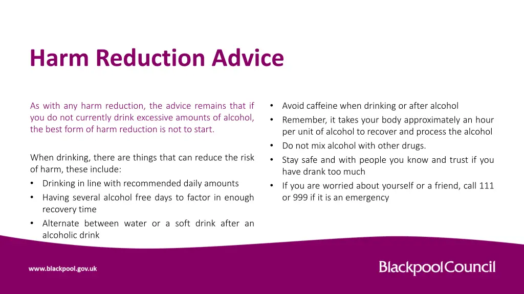 harm reduction advice