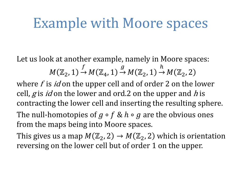 example with moore spaces