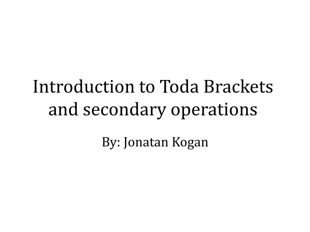 introduction to toda brackets and secondary