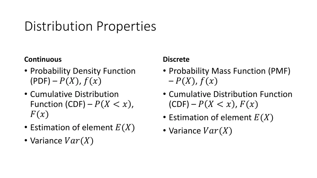 distribution properties