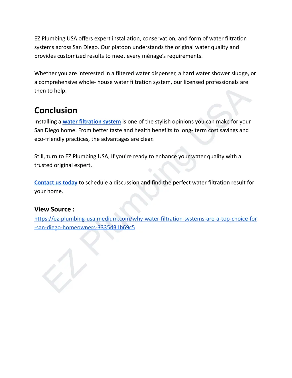 ez plumbing usa offers expert installation