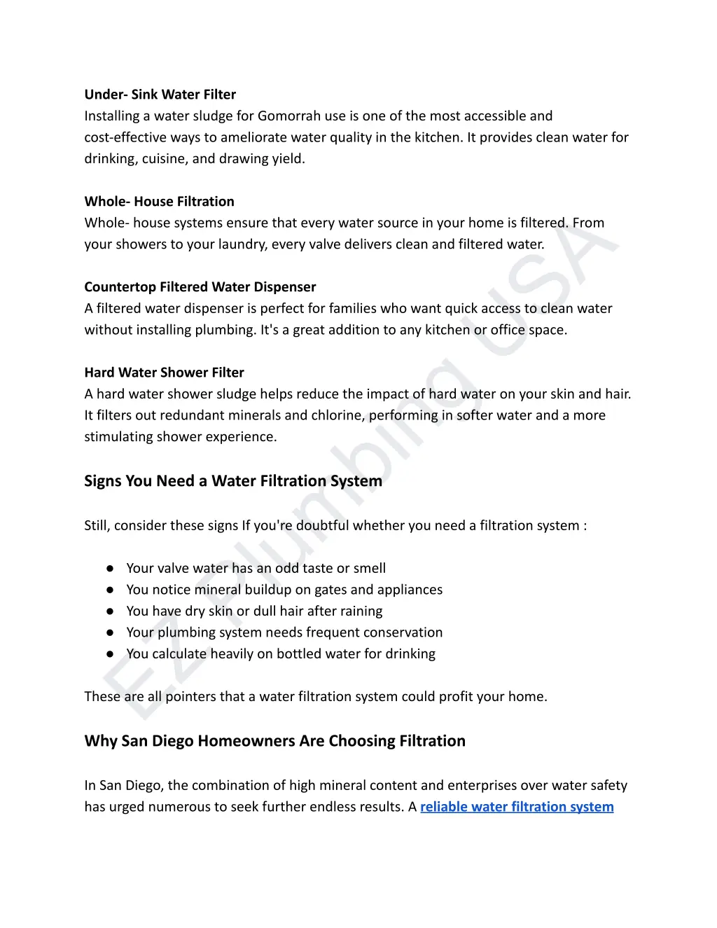 under sink water filter installing a water sludge