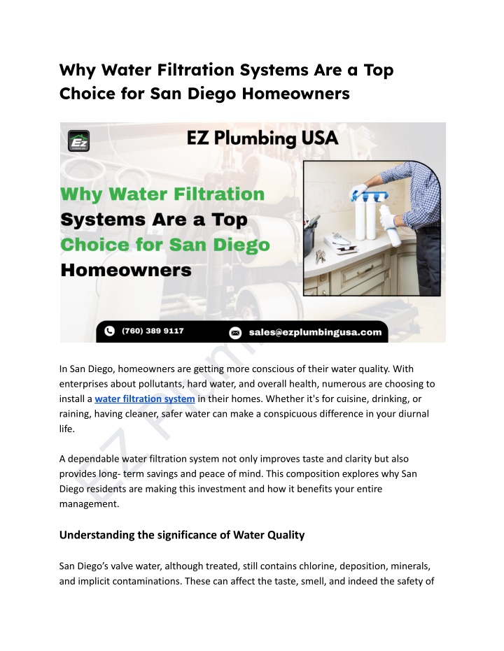 why water filtration systems are a top choice