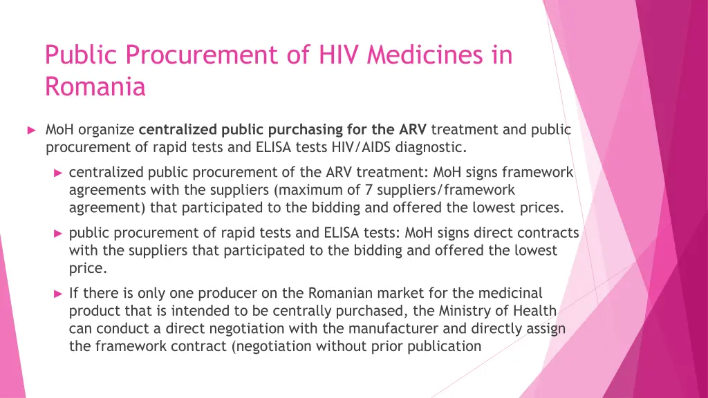 public procurement of hiv medicines in romania