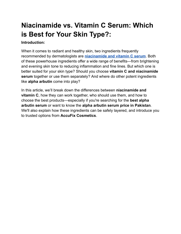 niacinamide vs vitamin c serum which is best