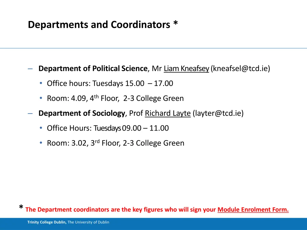 departments and coordinators 1