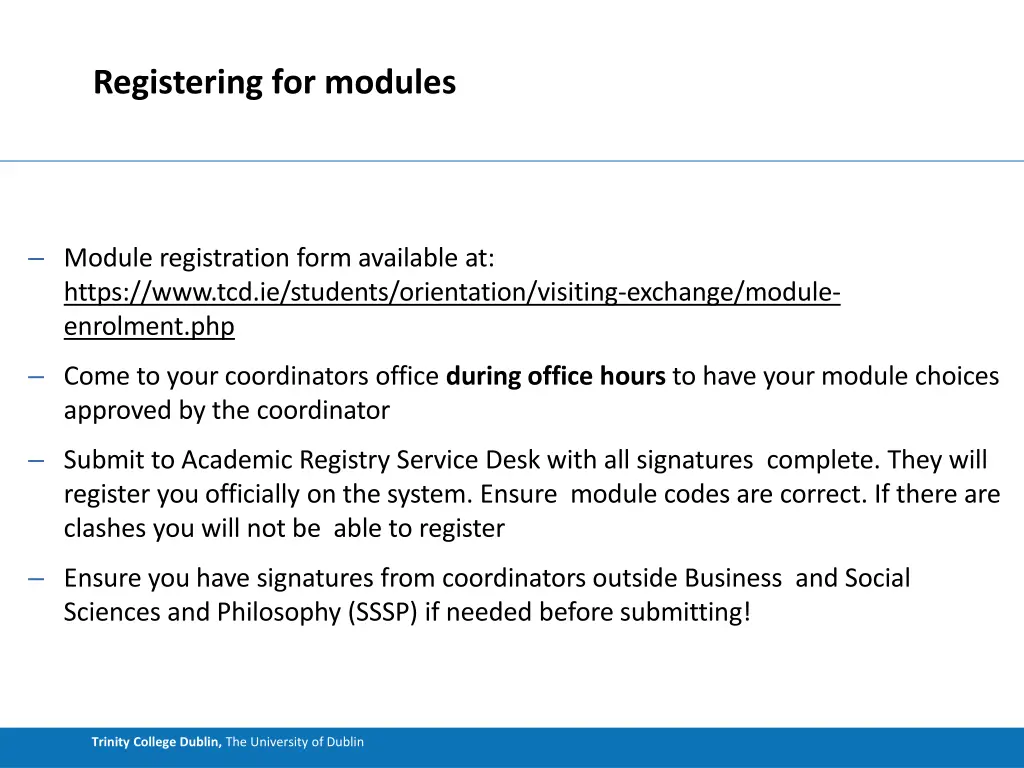registering for modules