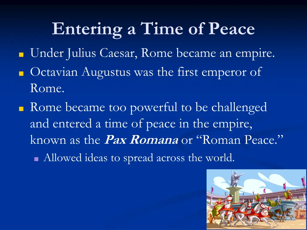 entering a time of peace