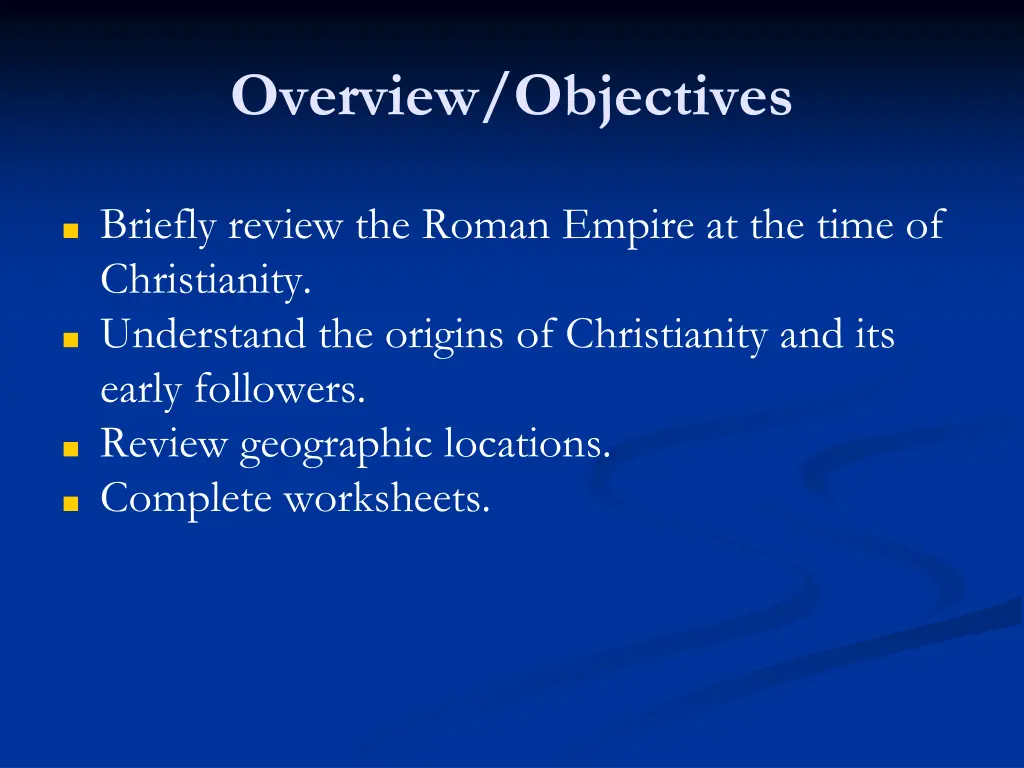 overview objectives