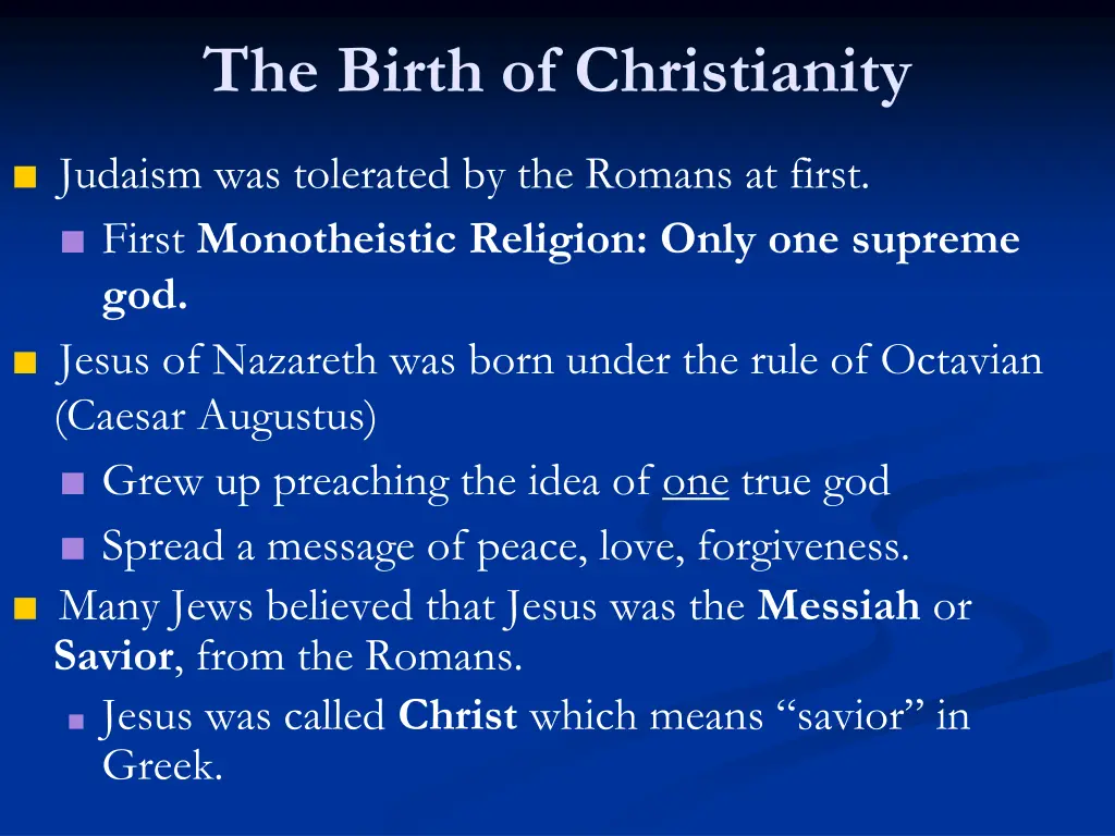 the birth of christianity