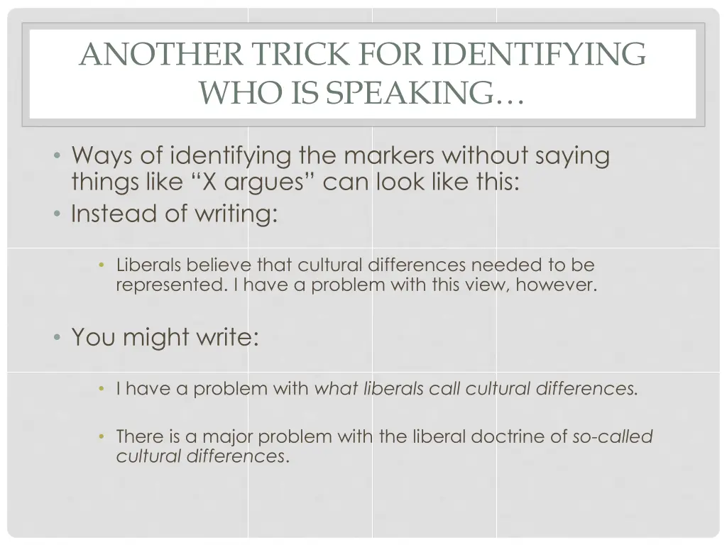 another trick for identifying who is speaking