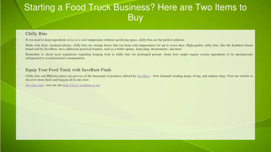starting a food truck business here are two items 1