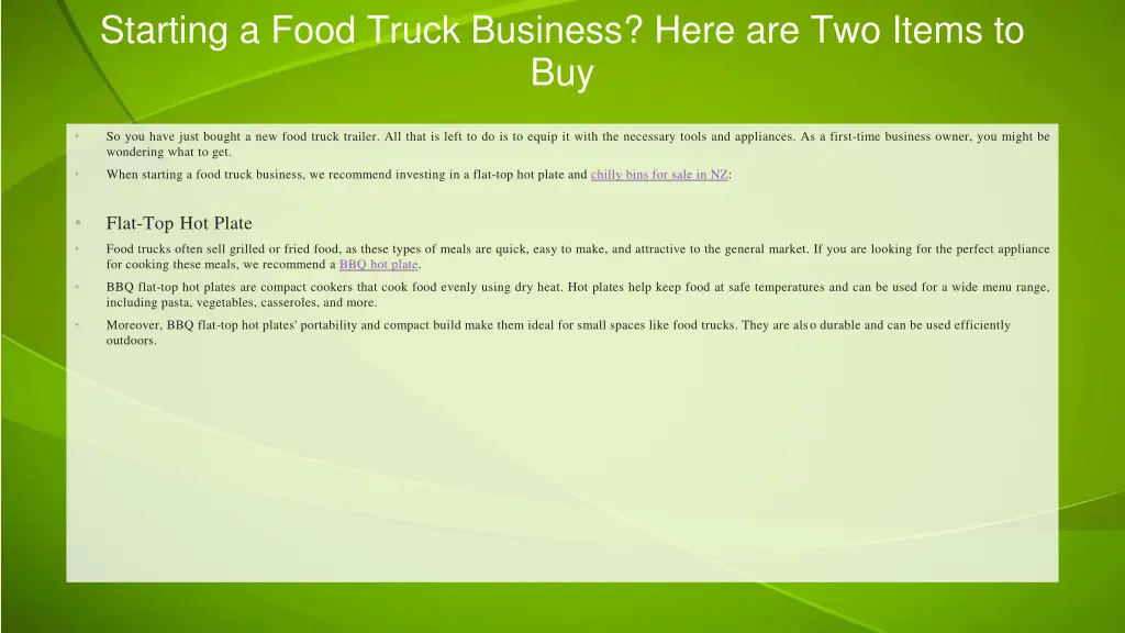 starting a food truck business here are two items