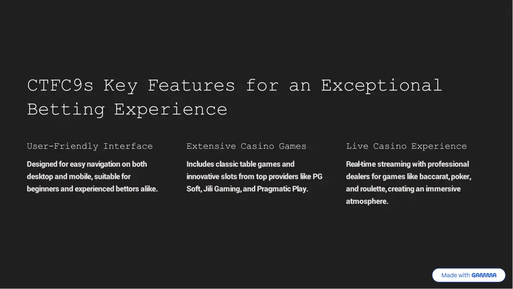 ctfc9s key features for an exceptional betting