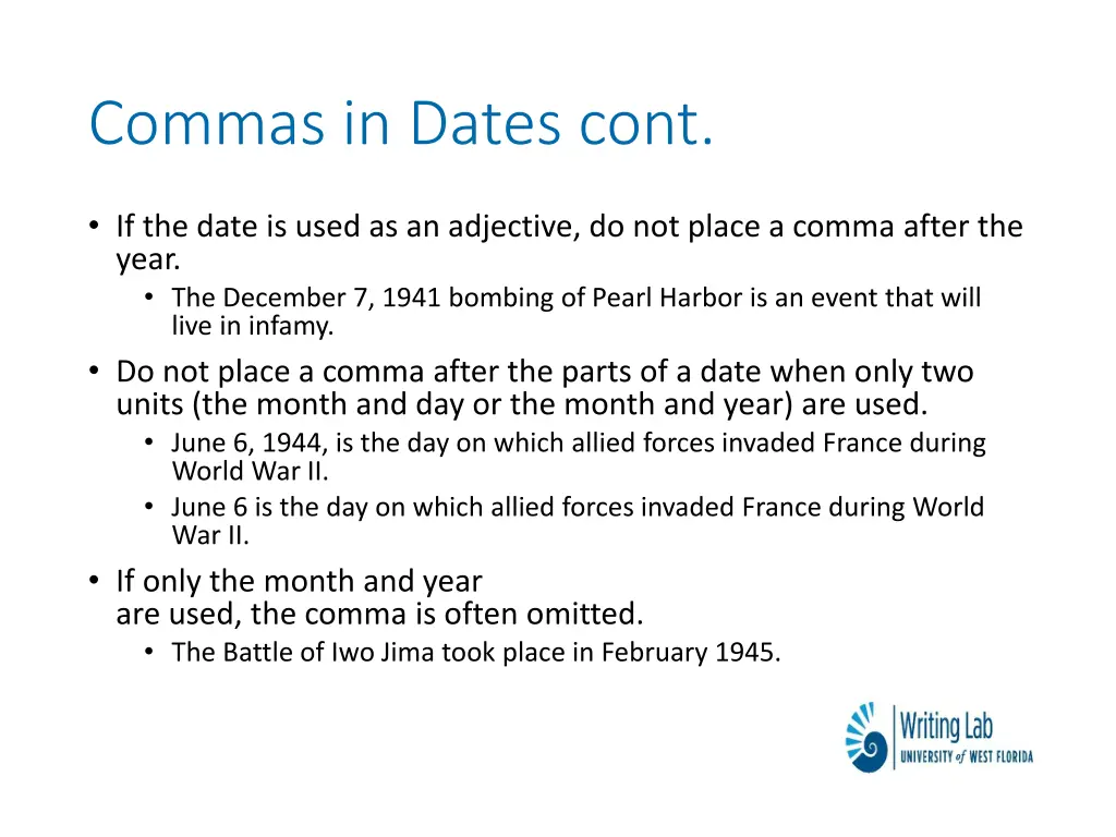 commas in dates cont