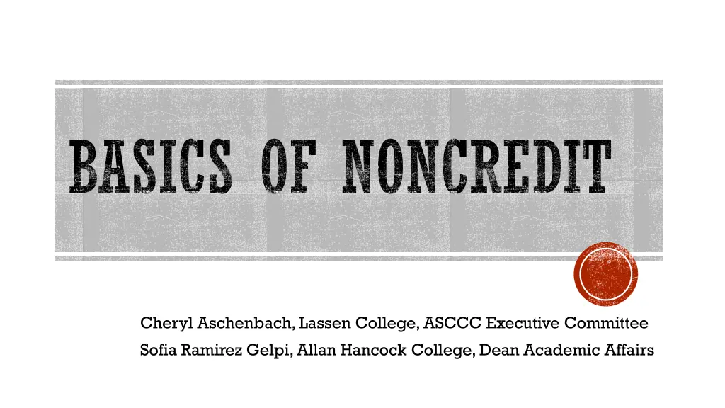 basics of noncredit