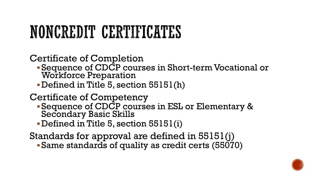 noncredit certificates