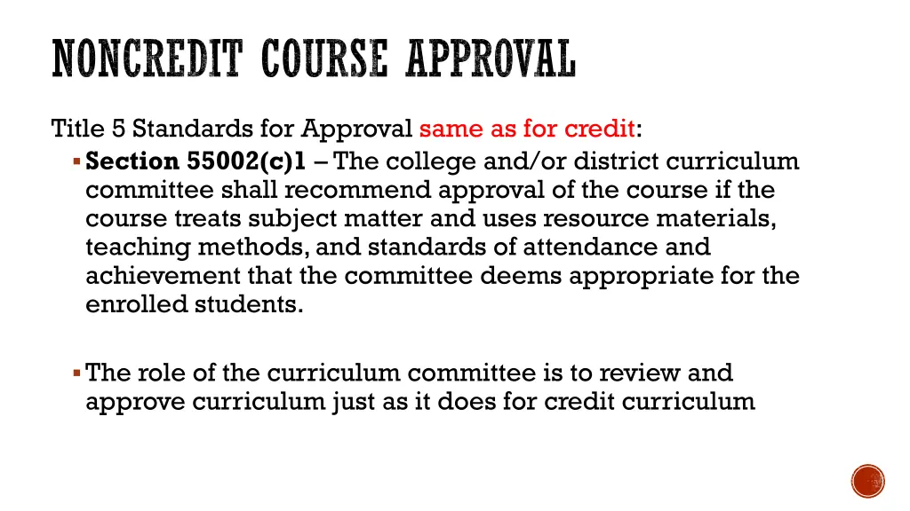 noncredit course approval