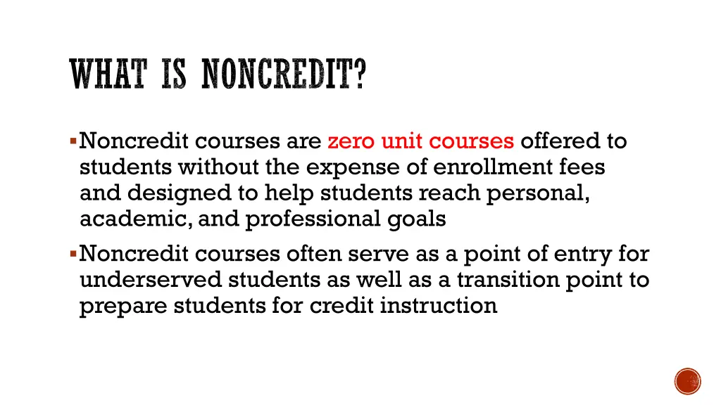what is noncredit