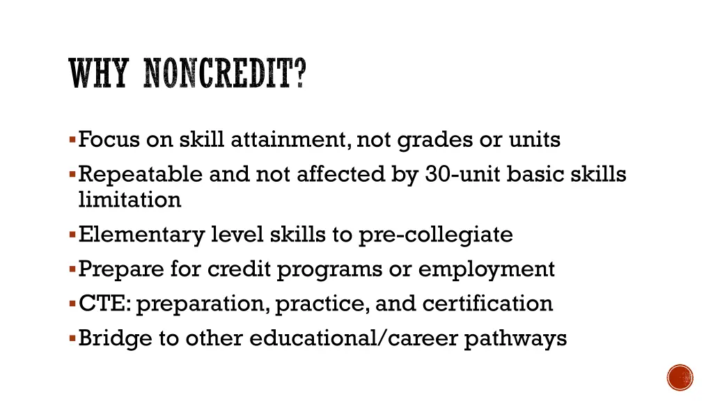 why noncredit 1