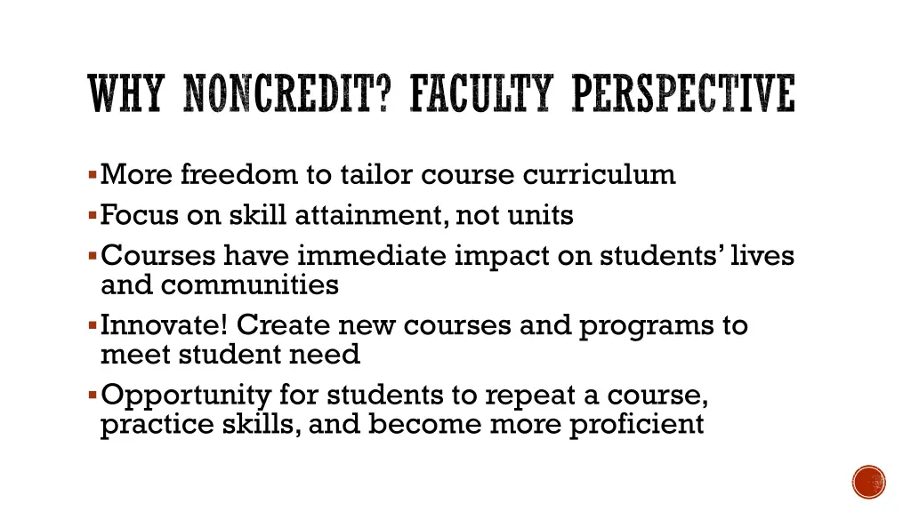 why noncredit faculty perspective