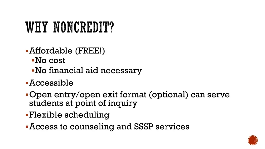 why noncredit