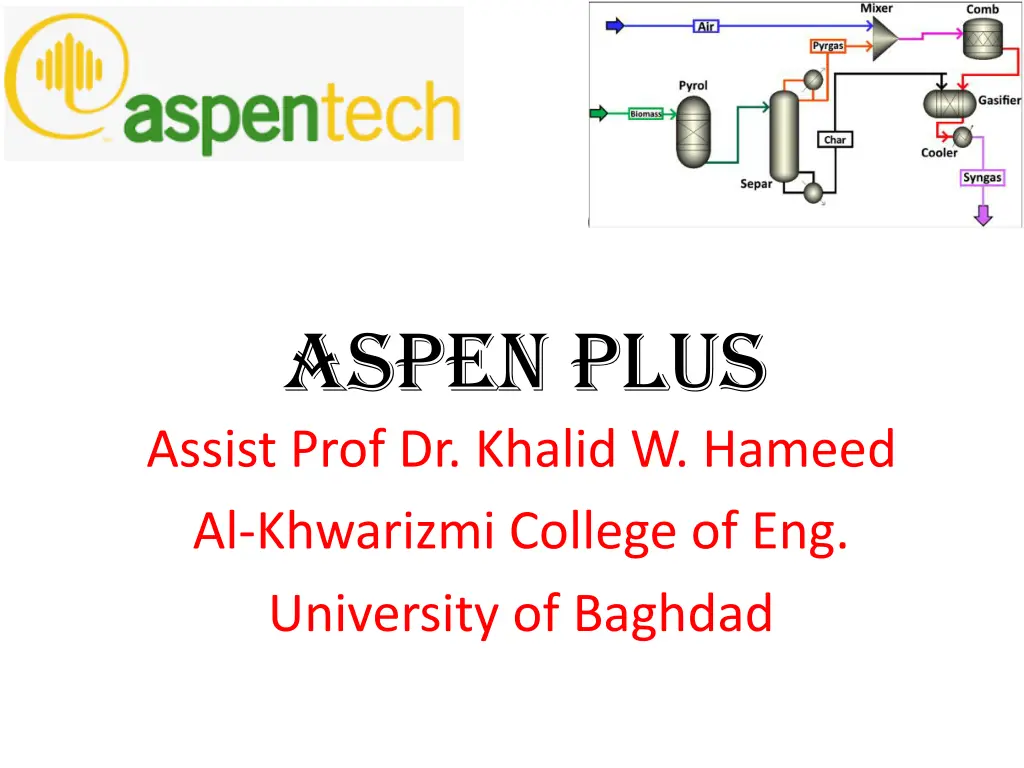 aspen plus assist prof dr khalid w hameed