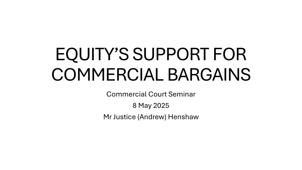 equity s support for commercial bargains