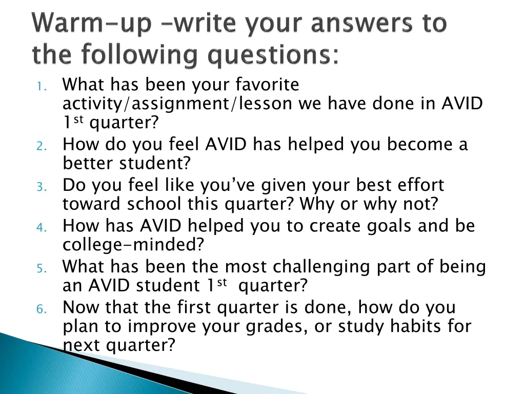 1 what has been your favorite activity assignment