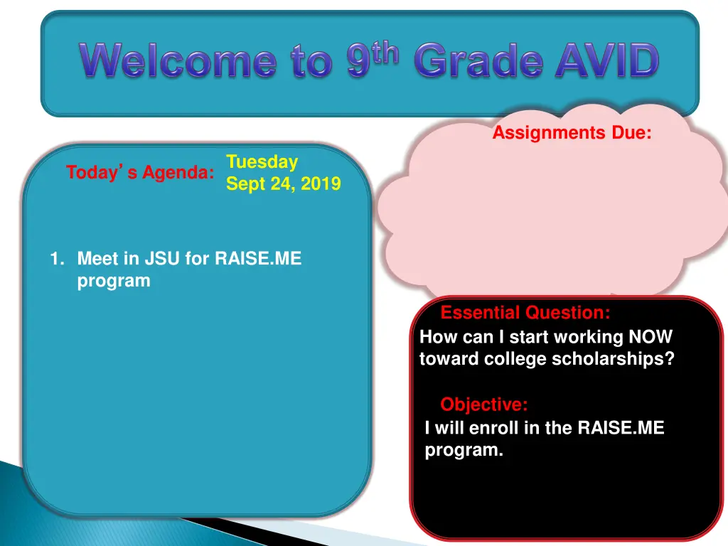assignments due 1