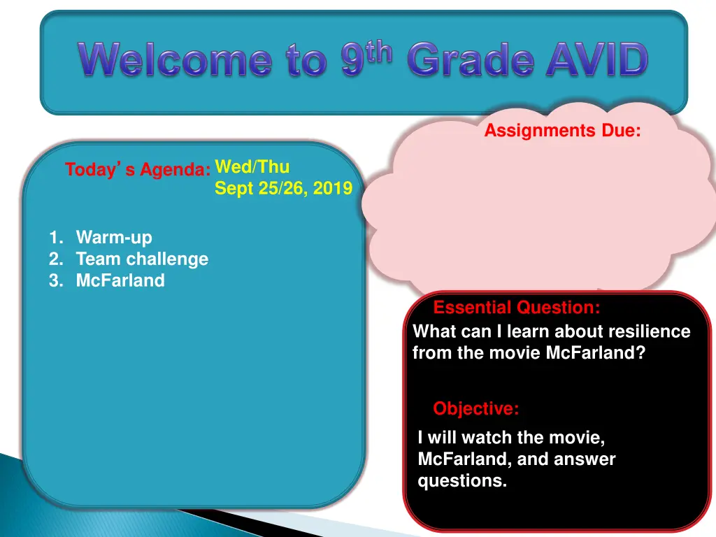 assignments due 2