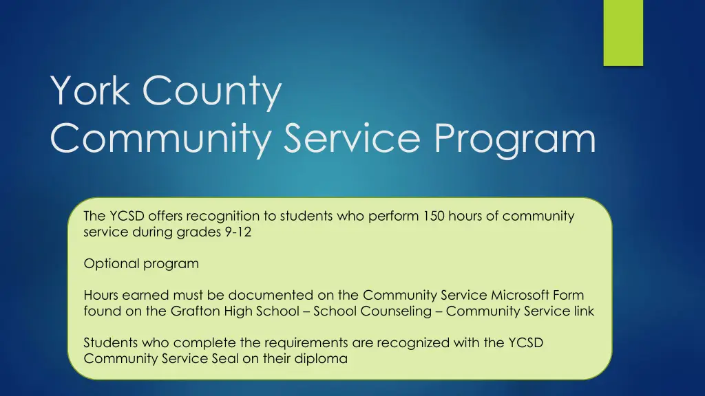 york county community service program