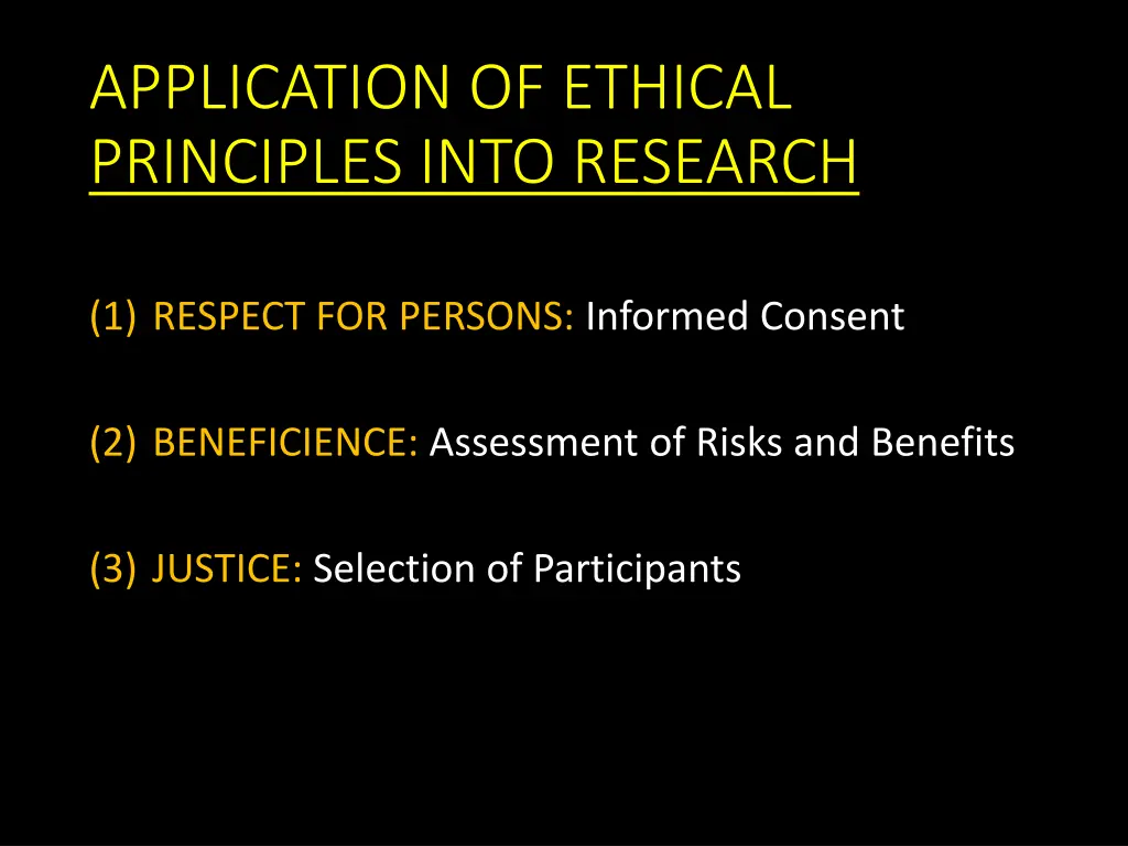 application of ethical principles into research 1