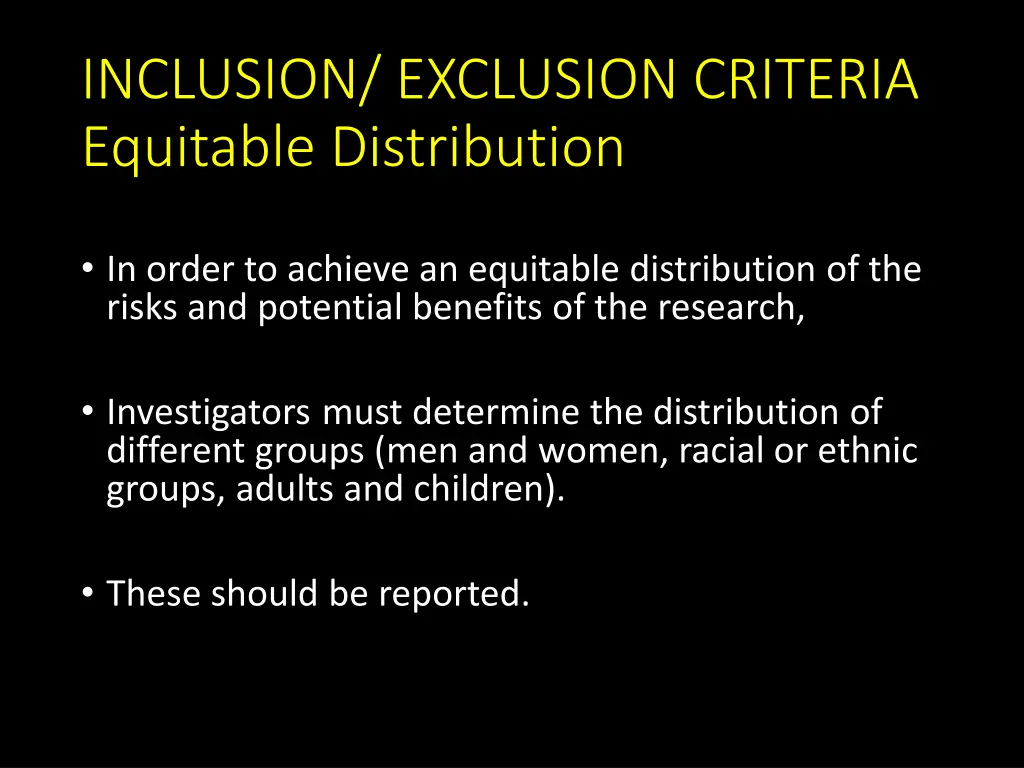 inclusion exclusion criteria equitable