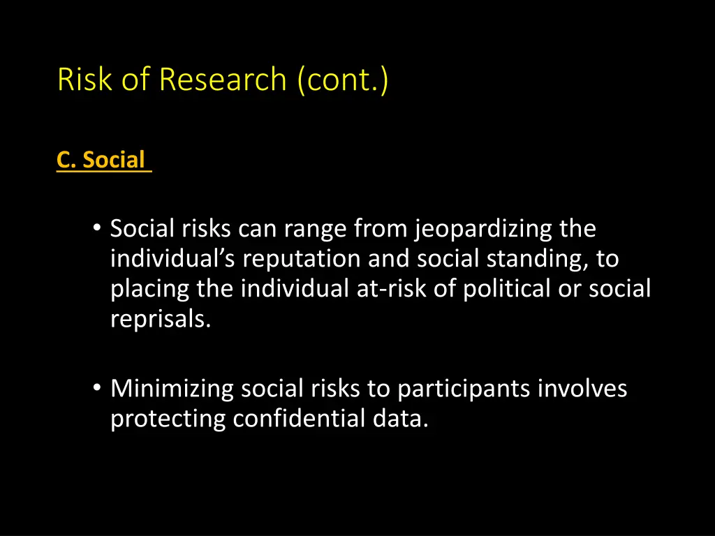 risk of research cont