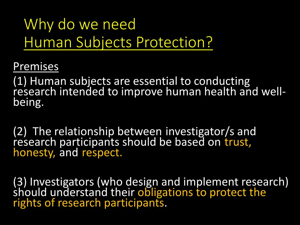 why do we need human subjects protection