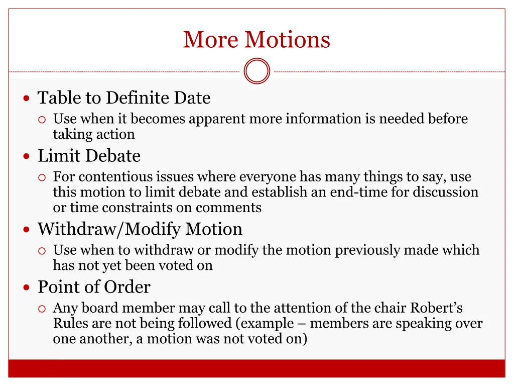 more motions