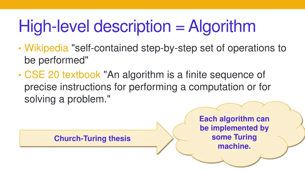 high level description algorithm