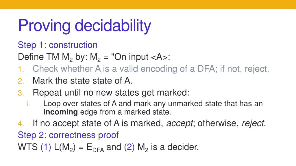 proving decidability 7