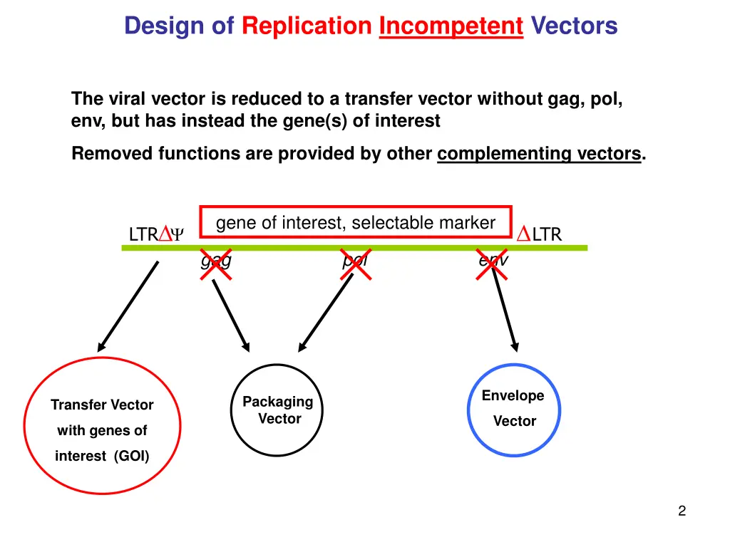 design of replication incompetent vectors