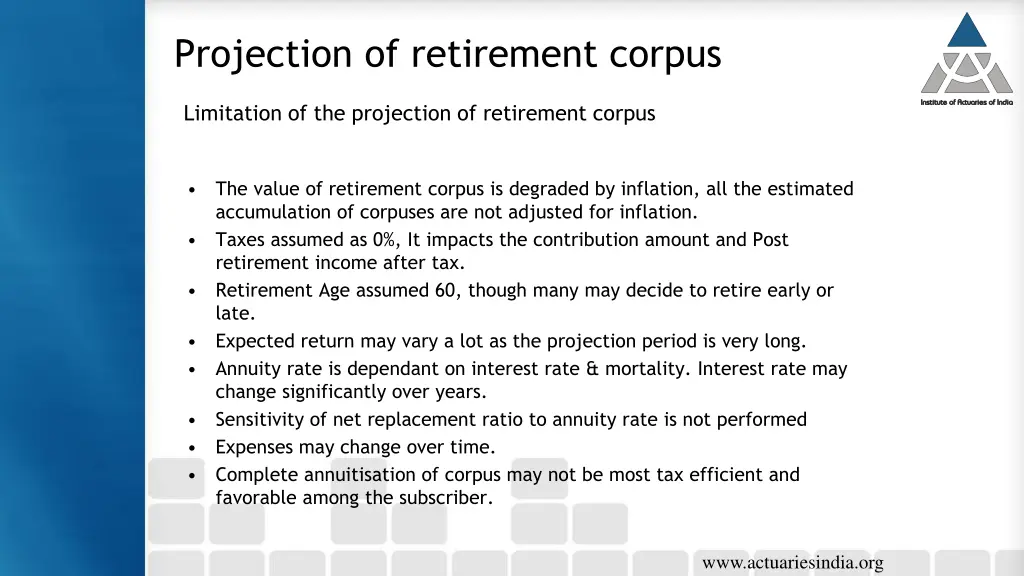 projection of retirement corpus 2