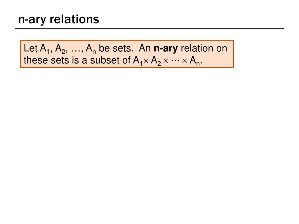n ary relations