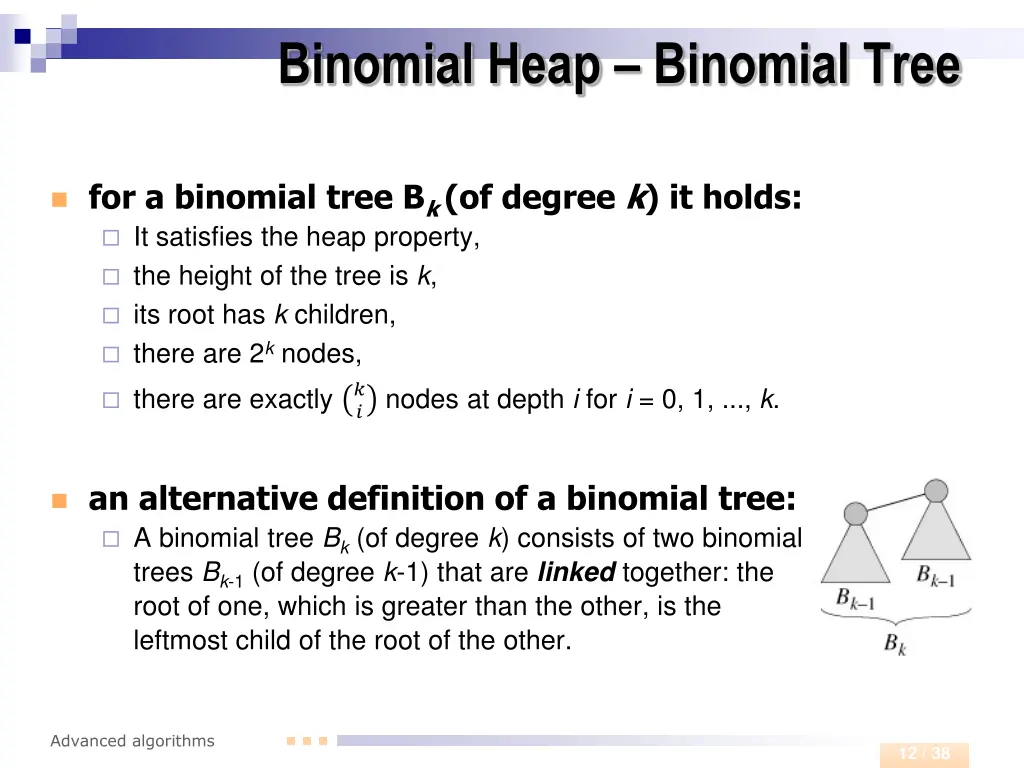 binomial heap binomial tree