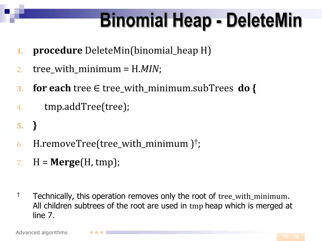 binomial heap deletemin