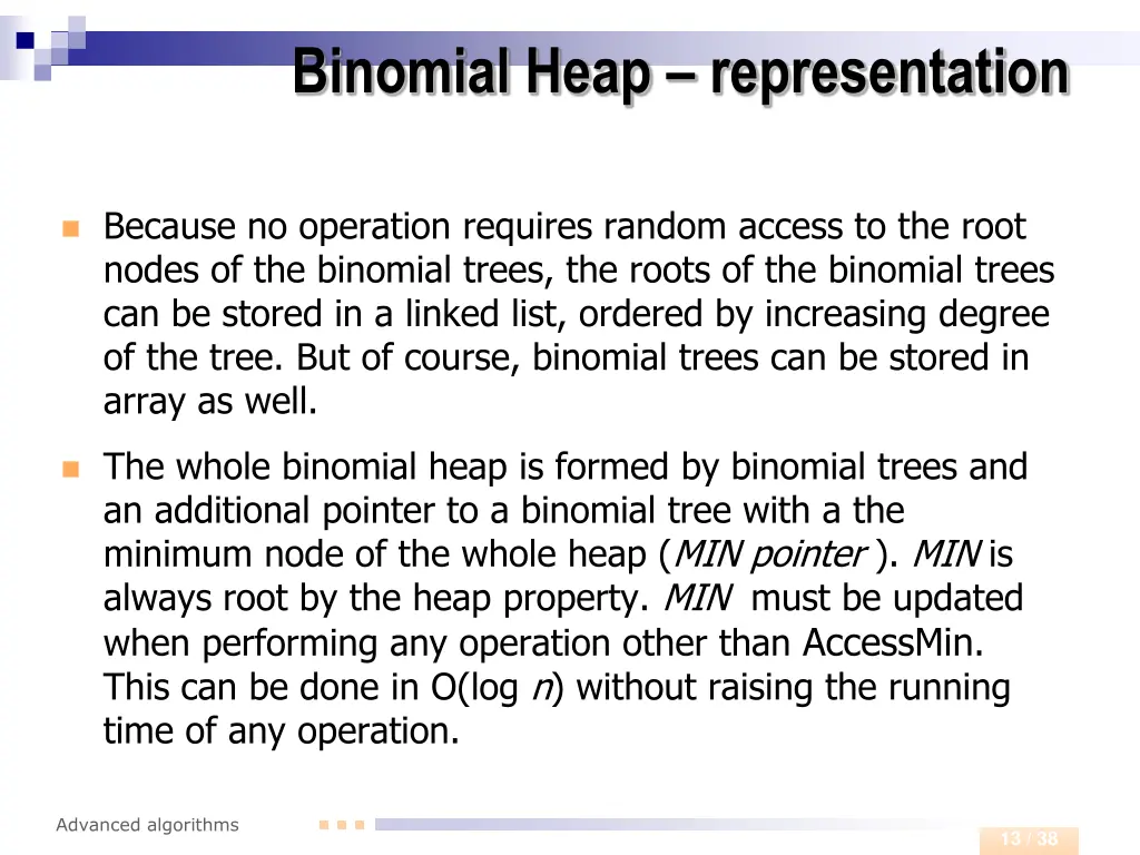 binomial heap representation