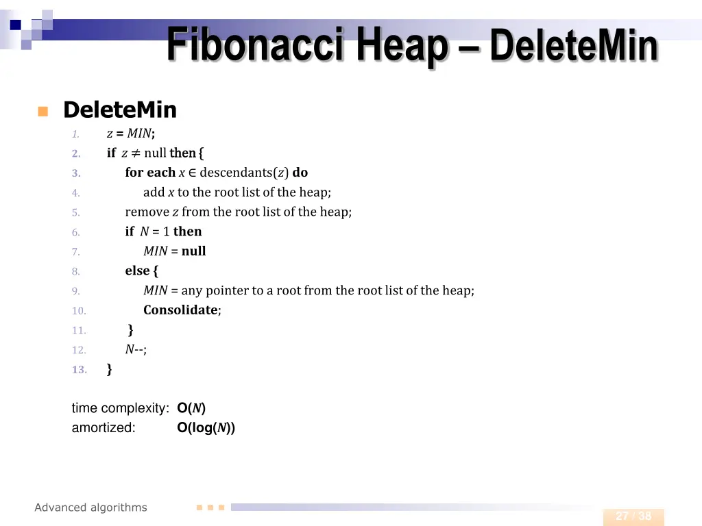 fibonacci heap deletemin