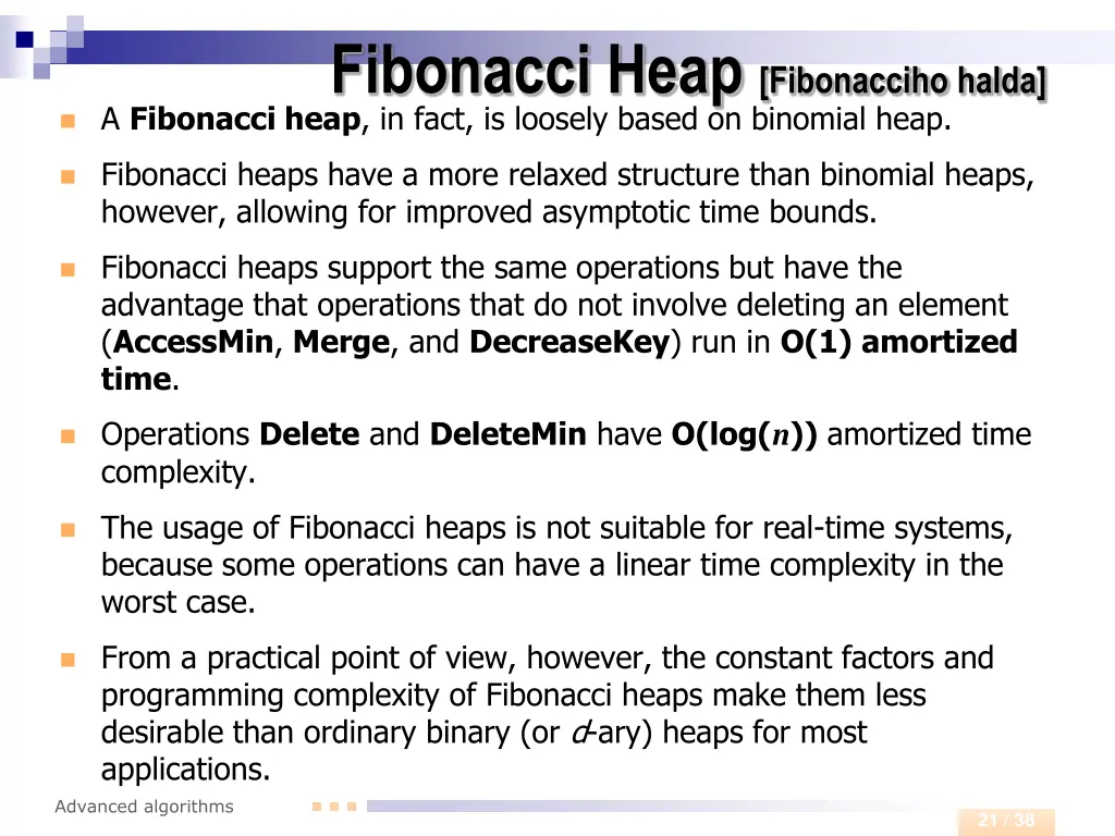 fibonacci heap fibonacciho halda a fibonacci heap