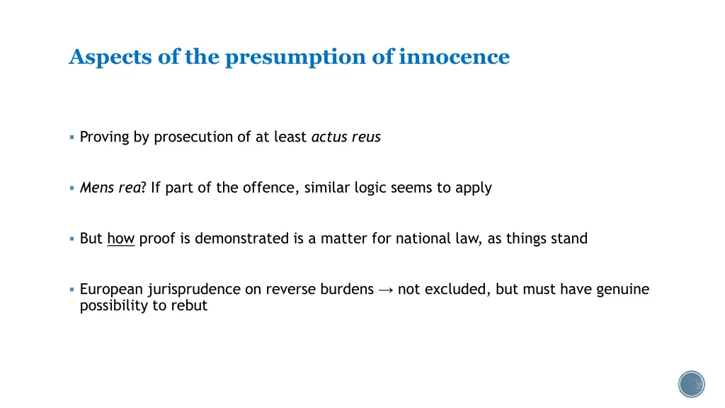 aspects of the presumption of innocence