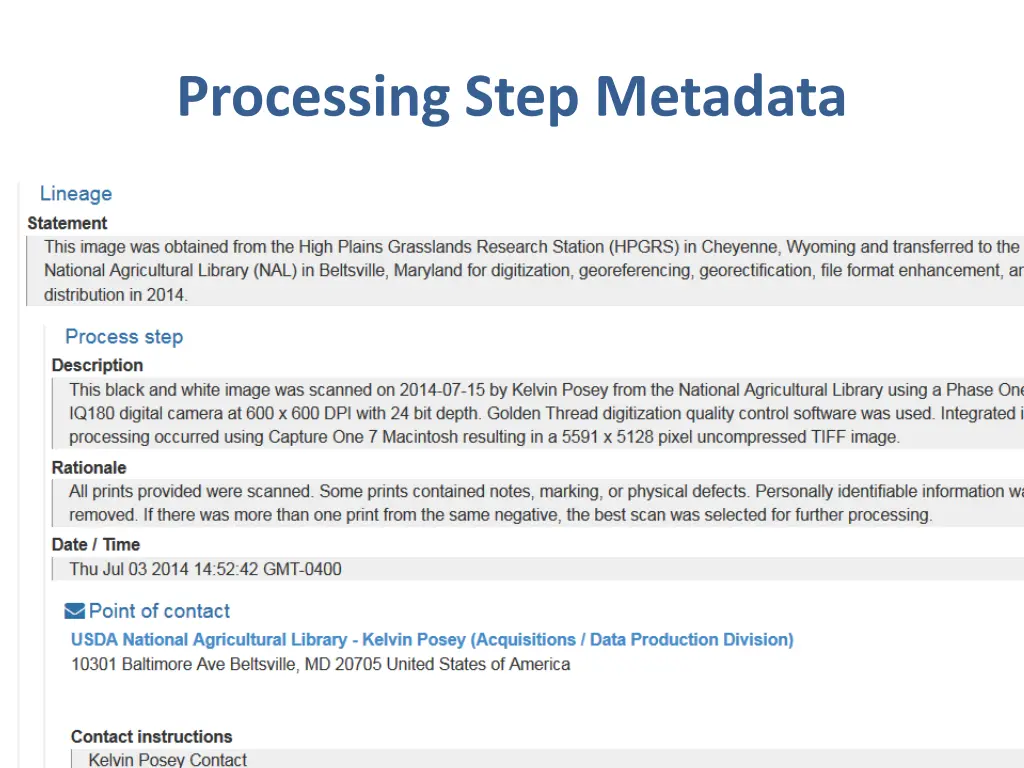 processing step metadata