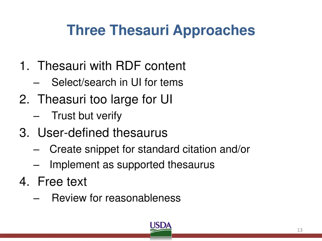 three thesauri approaches